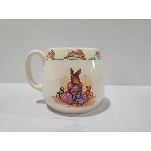 Royal Doulton Bunnykins Mug Bone China England Rabbit Scene Cream Cup